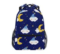Reiacy Zaino per la scuola, zaino per computer portatile da 15,6 pollici, per donne e bambini, con nuvole lunari, zaino leggero e casual, per viaggi e lavoro