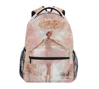 Reiacy Zaino per la scuola, zaino per computer portatile da 15,6 pollici, per donne e bambini, splendida ballerina di danza classica, zaino leggero casual per ragazze ragazzi viaggi e affari