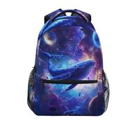 Reiacy Zaino per la scuola, zaino per computer portatile da 15,6 pollici, zaino da donna e bambini, con balena e nebulosa zaino leggero casual per ragazze ragazzi viaggi e lavoro