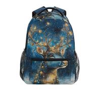 Reiacy Zaino per la scuola, zaino per computer portatile da 15,6 pollici, zaino da donna e bambini con renna luccicante, zaino leggero e casual per ragazze e ragazzi, viaggi e affari