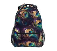 Reiacy Zaino per la scuola, zaino per computer portatile da 15,6 pollici, zaino da donna e bambini, misteriose piume di pavone, zaino leggero casual per ragazze e ragazzi, viaggi e affari