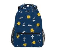 Reiacy Zaino per la scuola, zaino per computer portatile da 15,6 pollici, zaino da donna e bambini, zaino da scuola con ancora con barca a sole, zaino leggero e casual, per ragazze e ragazzi, viaggi e