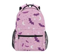 Reiacy Zaino per la scuola, zaino per computer portatile da 15,6 pollici, zaino da donna per bambini con pipistrello e luna, zaino leggero e casual, per viaggi e lavoro