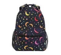 Reiacy Zaino per la scuola, zaino per computer portatile da 15,6 pollici, zaino da donna per bambini con stelle e lune, zaino leggero e casual, per viaggi e lavoro