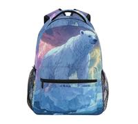 Reiacy Zaino per la scuola, zaino per computer portatile da 15,6 pollici, zaino da donna per bambini con orso polare fulmine, zaino leggero e casual, per viaggi e lavoro