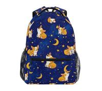 Reiacy Zaino per la scuola, zaino per computer portatile da 15,6 pollici, zaino da donna per bambini con cane e luna, zaino leggero e casual, per viaggi e lavoro