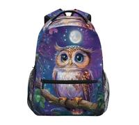 Reiacy Zaino per la scuola, zaino per computer portatile da 15,6 pollici, zaino da donna per bambini con luna albero gufo, zaino leggero casual per ragazze ragazzi viaggi e lavoro