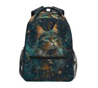 Reiacy Zaino per la scuola, zaino per computer portatile da 15,6 pollici, zaino da donna per bambini romantico con gatto sogno, zaino leggero casual per ragazze ragazzi viaggi e lavoro