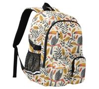 Reiacy Zaino scolastico nero con tucano per bambini, grande capacità, borsa per computer portatile, zaino da viaggio per scuola media e università