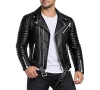 Reichstadt Uomo Giacca - RS001LUX Nero Vera Pelle - Cerniera Argento M