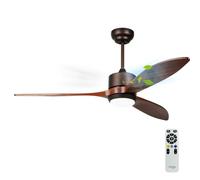reiga Ventilatore da soffitto 132 cm in noce con luce, telecomando, motore DC silenzioso e purificatore d'aria integrato con pannelli in carbonio di cocco per casa