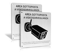 REIGY Cartello Area Videosorvegliata Alluminio da Esterno 15x15 cm, 2pcs Area Sottoposta a Videosorveglianza Adesivo GDPR, Cartelli Privacy Telecamere Sorvegliata per Proprietà Privata