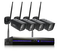 REIGY Sistema di telecamere CCTV WiFi da 3MP con proiettore, set di telecamere di sicurezza per esterni 8CH NVR + 4x telecamere 1296P con audio bidirezionale, visualizzazione remota, visione notturna