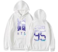 REIK Felpa con cappuccio unisex con scritta in inglese "You Never Walk Alone", stile hip hop, anniversario, festa e fan, 95 Jimin Bianco, L