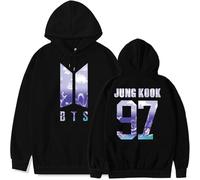 REIK Felpa con cappuccio unisex con scritta in inglese "You Never Walk Alone", stile hip hop, anniversario, festa e fan, 97 Jung Kook Nero, XL