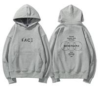 REIK Jimin Solo FACE Hip Hop Felpe con cappuccio a maniche lunghe Jimin fan Felpa con cappuccio BTS Like Crazy Kpop Fans Support Pullover Felpe, Grigio Viso, S