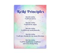 Reiki Five Principles Just For Today Philosophy Poster Guide to Gratitude and Harmony Canvas Print for Home Decor(Unframed,08x12inch(20x30cm))