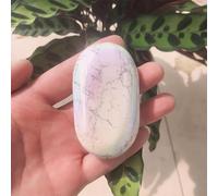 Reiki Smeraldo naturale Pietra di palma Foglio lucido bianco Statua Tumble Decorazione della stanza Reiki decorazione della stanza (Size : 190-200g)