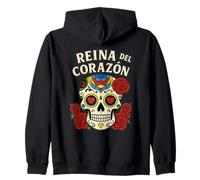Reina del Corazon, Regina dei Cuori, Design Messicano Pride Felpa con Cappuccio
