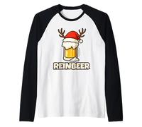 Reinbeer Santa Hat Funny Reindeer Couple Matching Christmas Maglia con Maniche Raglan