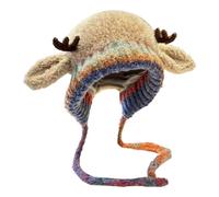 Reindeer Antler Storage Hat - Peluche Christmas Novelty Woolen Earflap Design, Creative Holiday Knitted Carry Bag Combo with Soft Seasonal Details, Adorable Festive Outfit Accessory | Winter Party