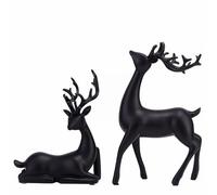 Reindeer Christmas Decorations Deer Ornaments 2pcs Resin Sitting and Standing Deer Statues Black Modern Style Christmas Reindeer Figurines Desk Ornamento per Livingroom (nero, taglia unica)