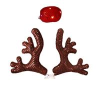 Reindeer Decor - Christmas with LED Light Funny, Cute Funny Waterproof, Vehicle Exterior Deer Costume | Car Costume Decor Reindeer Antlers & Nose for Winter Holiday New Year Family Friends Gathering