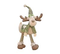 Reindeer Decor, Green Fabric Standing Elk Doll, Plush Christmas Ornament Statue, Four-Legged Holiday Decoration, Festive Home Display Prop, for Entryway Living Room Indoor Outdoor Celebration