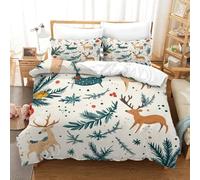 Reindeer Snowflakes Set Di Biancheria Da Letto Per Bambini E Adolescenti, Facile Da Curare, Copripiumino in Microfibra Christmas Con Cerniera Nascosta, Elegante E Confortevole Single（140x200cm）