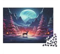 Reindeer Under The Moon Puzzle Per Bambini 1000 Pezzi Puzzle 1000 Pezzi Per Adulti E Bambini Dai 12 Anni in Su, Gioco tivo Per La Famiglia 1000pcs (75x50cm)