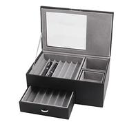 Reinscer 1 astuccio di lusso a 2 strati, in poliuretano, trasparente, per cancelleria, collezione B, Nero