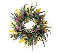 Reinscer 1 PCS Ghirlande Primaverili per Porta D'Ingresso Vegetazione Resistente alle Intemperie Tutte Le Stagioni Ghirlande Rotonde 18 Pollici Fuori Fiori Estivi di Benvenuto
