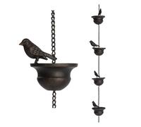 Reinscer 1 Pezzo per Grondaie Mobile Birds On Cups Rain Chimes 7.8Ft Rain Chimes con Gancio Attaccato e Uccelli