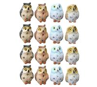 Reinscer 16 Pezzi in Miniatura Gufi Notturni Figurine Giardino Fatato Mini Statua di Animali Giocattolo Come Mostrato in Resina per Vasi Micro-Paesaggio