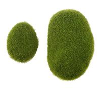 Reinscer 20 Pezzi 2 Formati Muschio Artificiale Rocce Decorative Finto Verde Muschio Coperto di Pietre