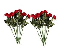 Reinscer 20 Pz Latex Real Stampa Rose Decor Rosa Fiori Artificiali Fiori di Seta Bouquet da Sposa Floreale Home Design Fiori (Rosso Scuro)