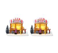 Reinscer 2X Case del Villaggio di Natale Illuminate Un LED Villaggio per Le Vacanze di Natale Multicolore con Musica Casa dei Popcorn del Villaggio di Natale