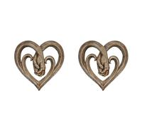 Reinscer 2X Cuore nel Legno Che Si Tiene per Mano Decorazione della Parete Scultura Arte della Parete Ciondolo Stretta di Mano Statua Artigianale per Decorazioni da Parete