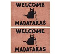 Reinscer 2X Dark Cat Welcome Madafakas Full Print Zerbino Divertente Zerbino Decorazioni per la Casa Cucina Decorazioni per Il Bagno Regala alle Persone Regali Divertenti