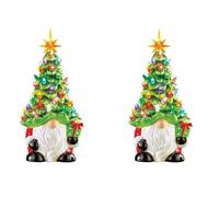 Reinscer 2X Decorazioni Natalizie - Albero di Natale Illuminato da Gnomi da 6,2 Pollici con Luci Multicolori, Piccole Mini Decorazioni Natalizie