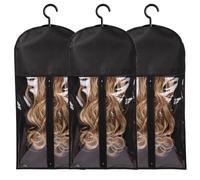 Reinscer 3 Pezzi Porta-Estensioni per Parrucche, Portaparrucche Multiple, per Parrucche con Gancio per Riporre Le Estensioni Dei Capelli, Nero