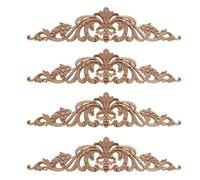 Reinscer 4 Pezzi di Intaglio del Legno Decalcomania Legno Intagliato Mobili Appliques Angolo Onlay Applique Mobili Casa Porta Decor Fai da Te