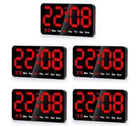 Reinscer 5X Orologio da Parete Digitale, Orologio Digitale Un LED da 9 Pollici, Ampio Display con 12/24 Ore, Cifre, Piccolo Orologio da Parete Silenzioso (Rosso)