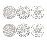 Reinscer 6 Pezzi/Set Set di Arte della Parete della Geometria Sacra Arte della Parete nel Legno, Arte della Geometria Sacra, Scultura, Decorazioni da Parete per la Decorazione Domestica