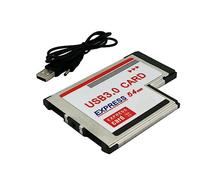 Reinscer Adattatore da 54 mm a USB 3.0 X 2 Porte Expresscard PCI-E a USB Convertitore Express Card Metallo + Plastica 2 Porte Express Card Adattatore per Laptop Notebook