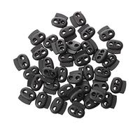 Reinscer Double Hole Spring Loaded Coulisse Rope Cord Locks Nero 40
