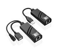 Reinscer Extender USB 2.0 tramite Ethernet Cat5 Cat5E Cat6, trasmissione fino a 100 m, ricevitore RJ45 con alimentatore DC5V/2A (UE)