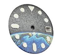 Reinscer Orologio verde luminoso con motivo a stelle e terra, 28,5 mm, per quadrante dei movimenti NH35, NH36 e NH70, Colore fotografico