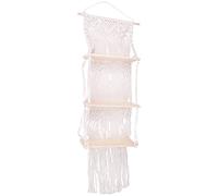 Reinscer Scaffale da Parete Boho Macrame Scaffale da Parete a 3 Livelli Intrecciato a Mano con Nappe in Legno Organizer Appendiabiti da Parete per la Decorazione Domestica