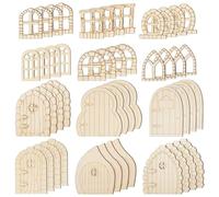 Reinscer Set di 48 porte delle fate per il giardino, il fai da te, mini set casa delle fate, porta in miniatura incompiuta, finestra delle fate non dipinta